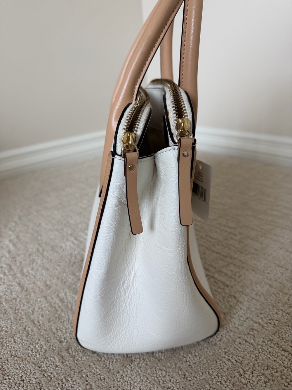 kate spade White and Tan Pebbled Leather Satchel - Picture 4 of 8